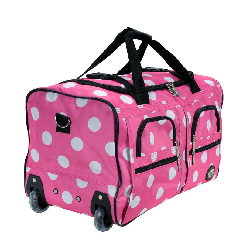 Rockland Rolling Duffel Bag, Pink Dot, 22" - Image 2